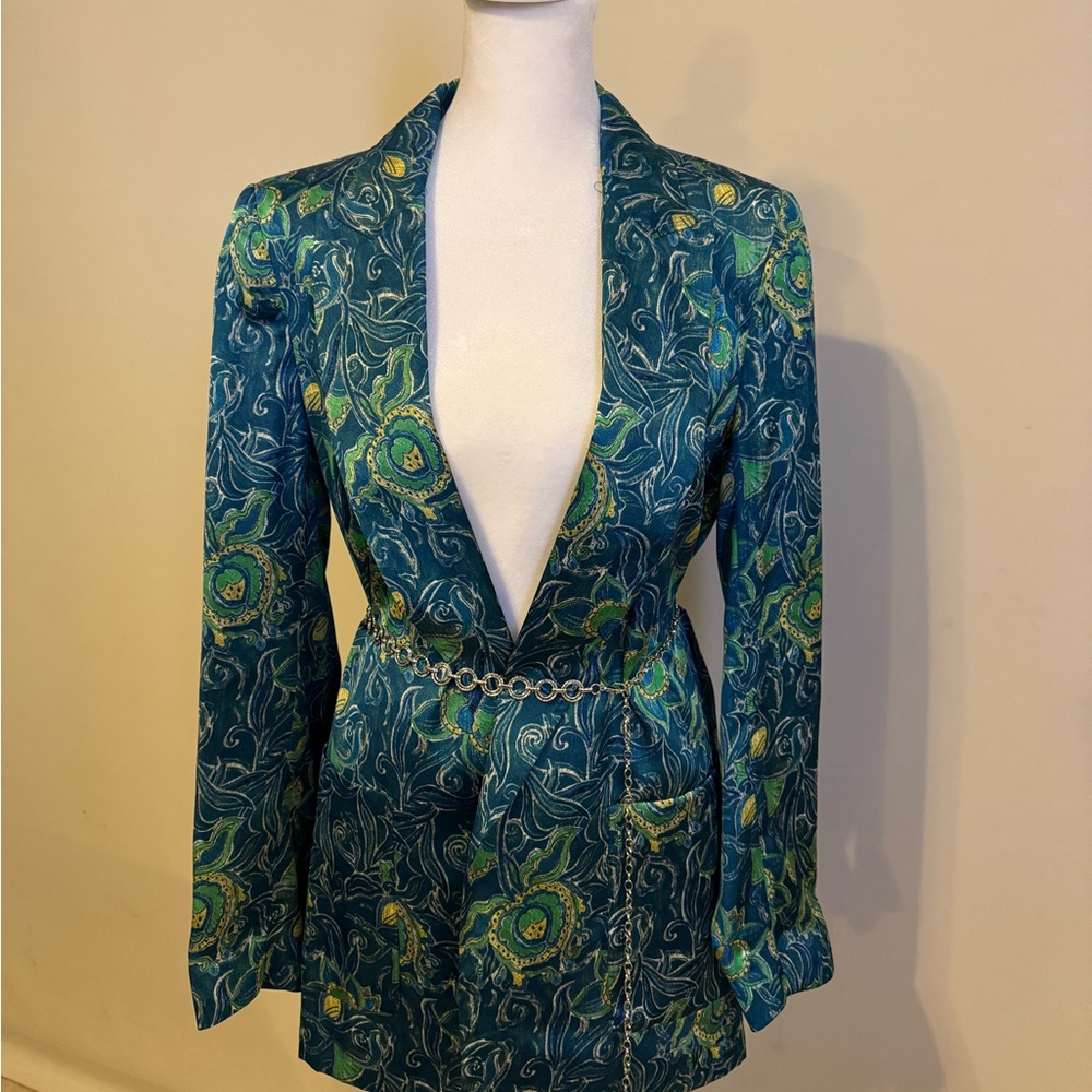 Elegant Blue and Green Women's Jacket